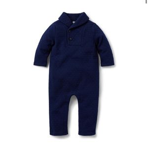 Janie and Jack quilted navy jumpsuit/body suit